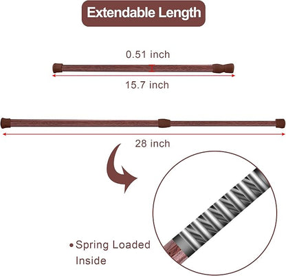 SIQUK 6 Pack Cupboard Bars Adjustable Spring Tension Rods Wood Grain - Image 3