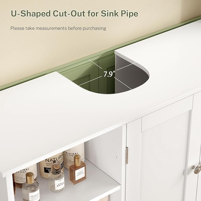 TEENFON 35.4" Pedestal Sink Storage Cabinet - Image 6