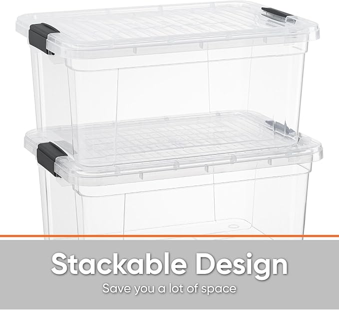 Superio Clear Storage Box with Lid, 1.85 Quart Plastic Container Bins - Image 3