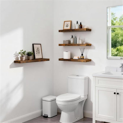 BAYKA Floating Shelves for Wall, 22.5 Inch Rustic Wood Wall Mounted Shelving - Image 4