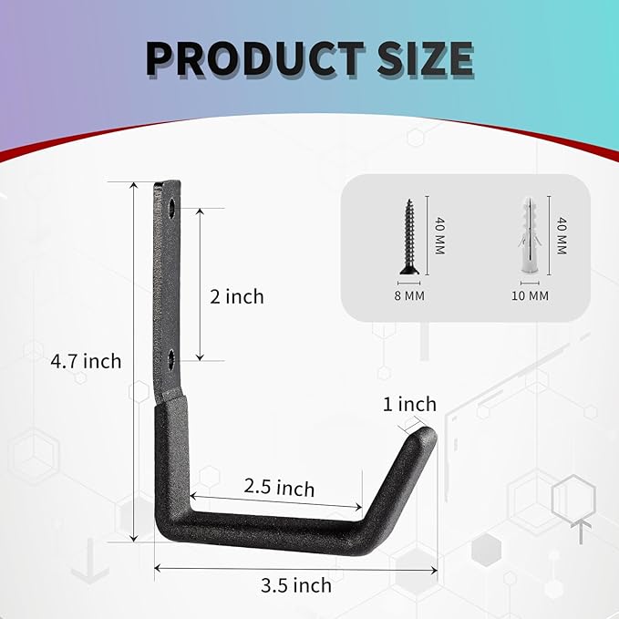 Heavy Duty Wall Mount Hooks - Image 2