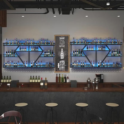 79in Large Wall Mounted Wine Rack 4 Tier Metal Wine Bottle Holder Modern - Image 6