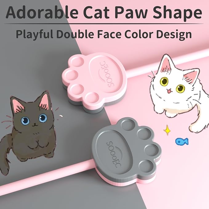 SOOOEC Cute Cat Paw Magnetic Cable Ties – 24 Pack, Reusable Silicone Cord - Image 3