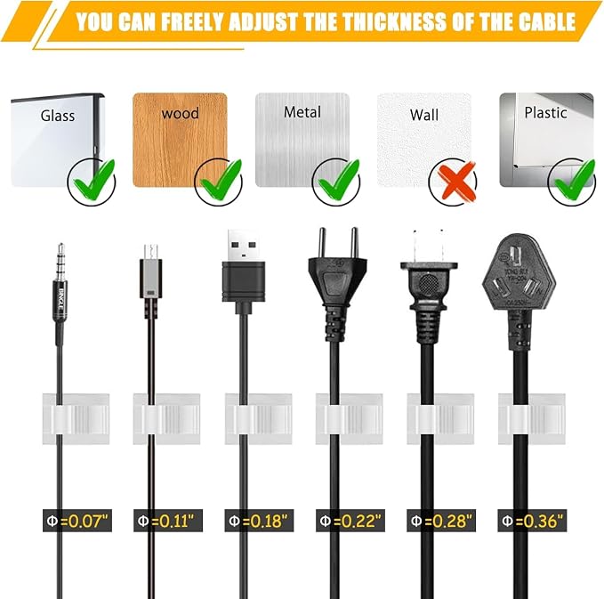 Viaky 30pcs Self-Adhesive Cable Clips-Reusable Adjustable Nylon Bracket - Image 9