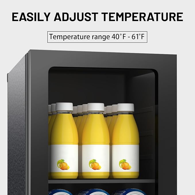 Beverage Refrigerator Cooler, 0.9 Cu.ft Mini Fridge Holds 24 Cans, Solid Door - Image 4
