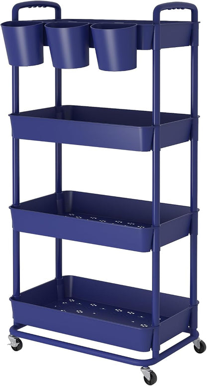 JIUYOTREE 4-Tier Plastic Rolling Storage Cart Utility Cart - Image 8