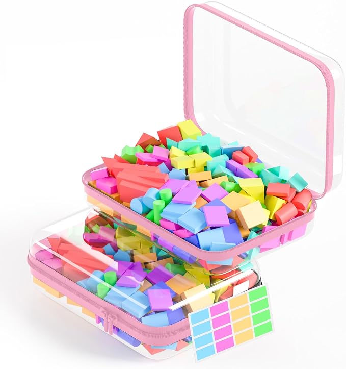 2Pcs Clear Zipper Hard Pouches Hard Shell Zipper Case, BIiss Plastic Bins by MihkiomUSA