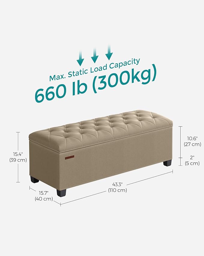 SONGMICS Storage Ottoman Bench, Foot Rest - Image 2