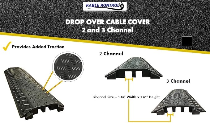 Kable Kontrol Drop Over Floor Cord Cover – 40” Inch Long 3 Channel Cable or - Image 8