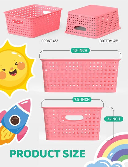 WYT 6-Pack Plastic Small Shelf Storage Weave Baskets Organizing - Image 2