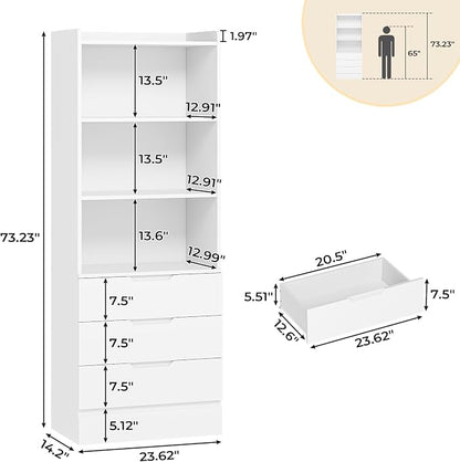 DICTAC 73.23'' Tall Storage Cabinet Bookcase - Image 3