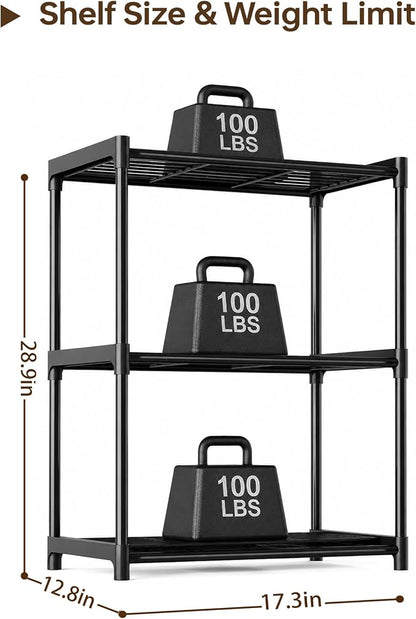 3-Tier Storage Shelves with Plastic Connectors – Metal Shelf Organizer - Image 3