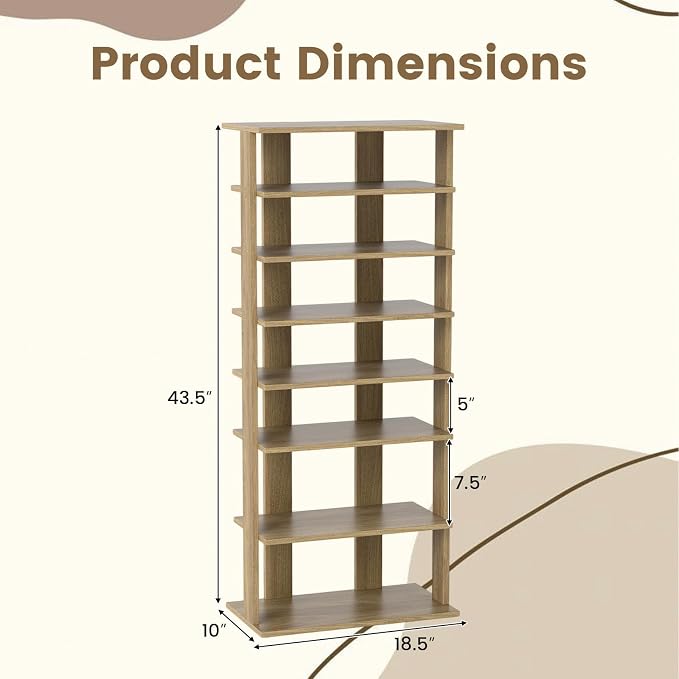 Tangkula 8-Tier Vertical Shoe Rack, Space-Saving Corner Shoe Organizer - Image 2