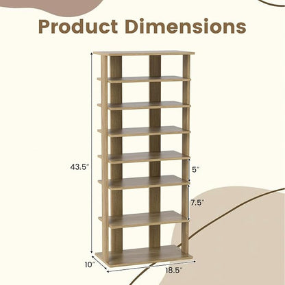 Tangkula 8-Tier Vertical Shoe Rack, Space-Saving Corner Shoe Organizer - Image 2