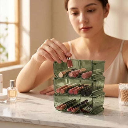 Green Stackable Lipstick Organizer Acrylic Cosmetic Display Case, 3-Tier - Image 9