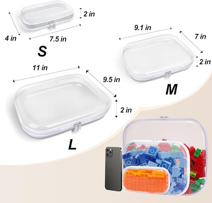 Clear Hard Plastic Zipper Case, Transparent Double Zippers Hard Pouch - Image 3