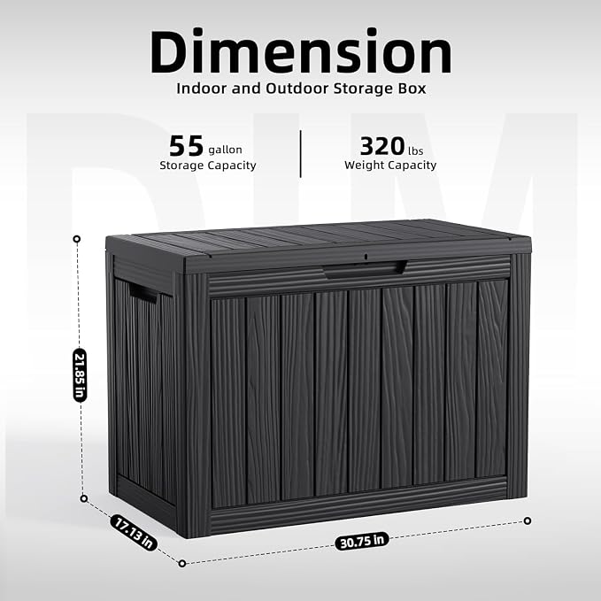 Vixzen 55 Gallon Deck Boxes Outdoor Waterproof, Lockable Resin Storage Box - Image 2
