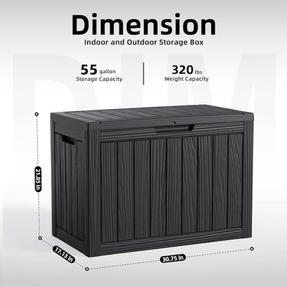 Vixzen 55 Gallon Deck Boxes Outdoor Waterproof, Lockable Resin Storage Box - Image 2