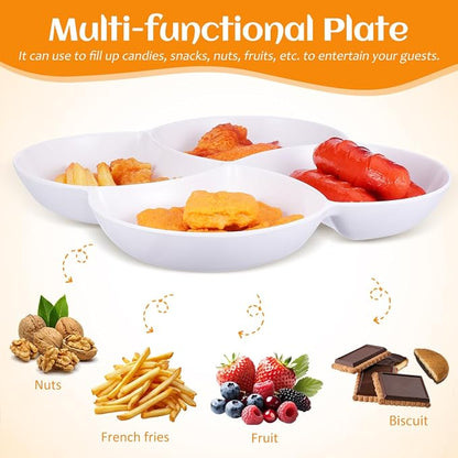 Mikinona Multi-Grid Snack Plate White Melamine Snack Tray - Image 7