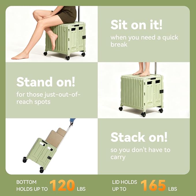Heavy Duty Rolling Cart for Stairs：Collapsible Utility Crate - Image 6