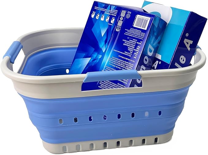 SAMMART Collapsible Plastic Rectangular Laundry Basket - Image 2