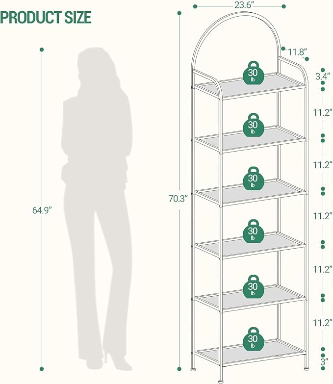 Hzuaneri Bookcase Bookshelf, Tempered Glass Bookshelves | Slim Shelving Unit - Image 2