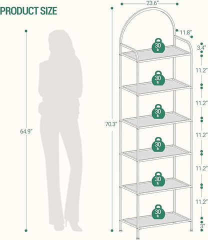 Hzuaneri Bookcase Bookshelf, Tempered Glass Bookshelves | Slim Shelving Unit - Image 2