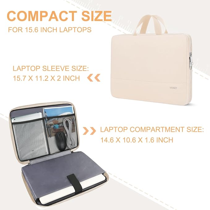 Ytonet Laptop Case 15.6 Inch, TSA Water Resistant Slim Laptop Sleeve | - Image 2