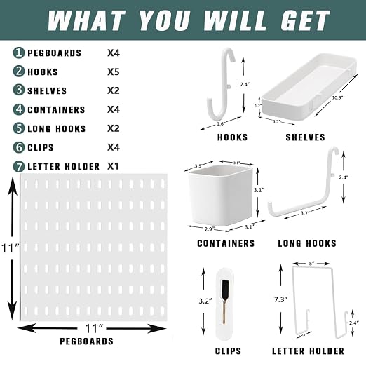 Pegboard Combination Kit for Wall Organizer, Wall Mounted Peg Board Kits for - Image 2