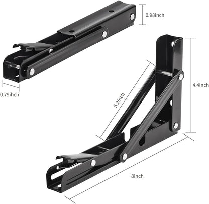 YUMORE Folding Shelf Brackets, 8 Inch Heavy Duty Collapsible Shelf Bracket - Image 2