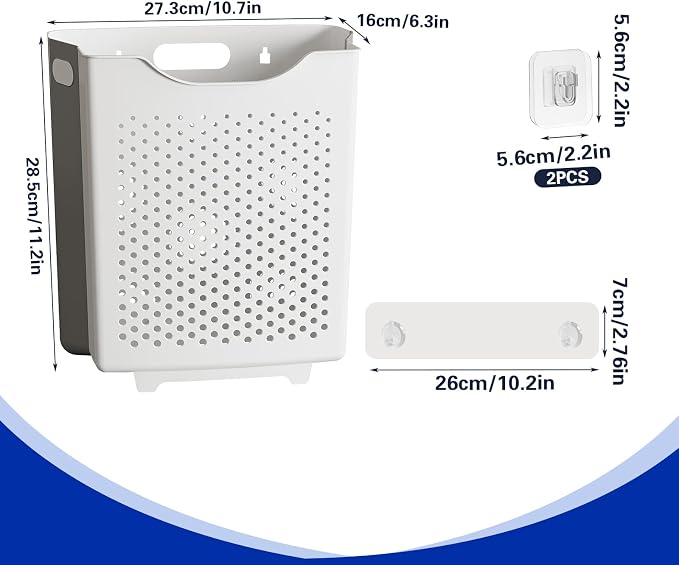 Collapsible Laundry Basket Wall Mounted Hamper - Image 2