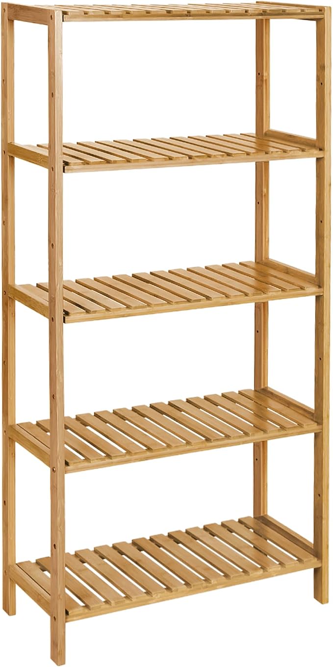 SONGMICS Bamboo Storage Shelf, 5-Tier Shelving Unit, in The Entryway, Living by Unknown