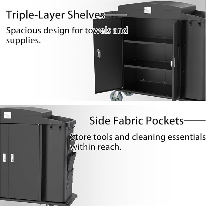 Heavy Duty Metal Housekeeping Janitorial Cart - Image 7