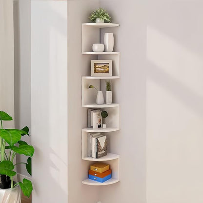 No-Drill Corner Shelf Wall Mount, 7-Tier Thickened 12mm Floating Bookshelf by Frawenleco