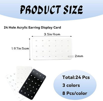 24 Pcs 3 Colors Acrylic Earring Display Card, 24 Holes Portable Stud Earrings - Image 2