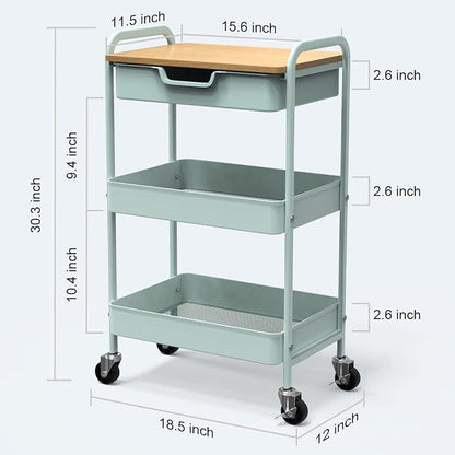 3 Tier Rolling Cart, Utility Cart - Image 3