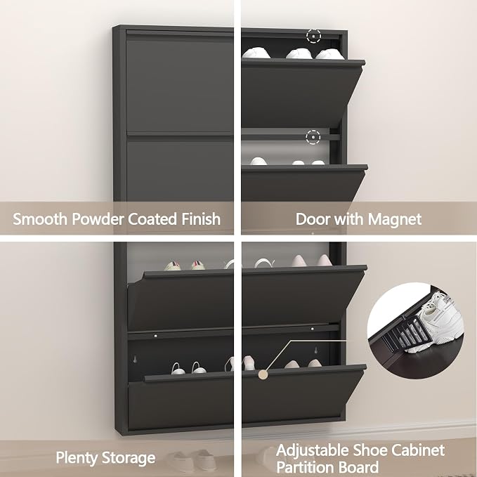 GREATMEET Black Shoe Cabinet Storage - Image 4