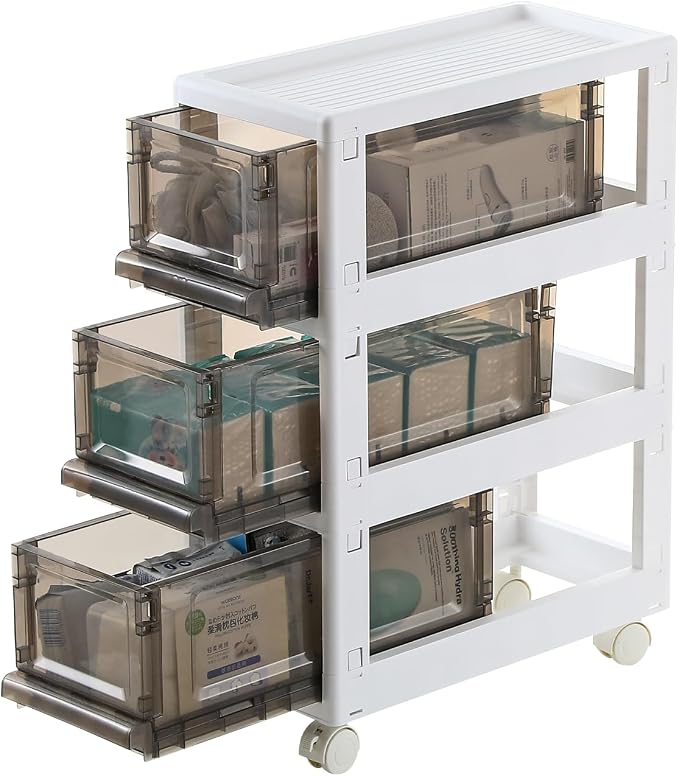 Plastic 3 Drawer Storage Organizer, Narrow Plastic Storage Drawers - Image 8