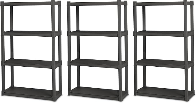 Sterilite 3-Pack 4 Shelf Unit, Heavy-Duty Shelving Storage and Utility Rack by Sterilite
