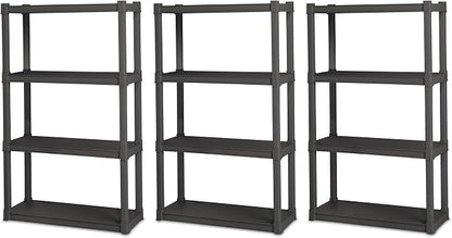 Sterilite 3-Pack 4 Shelf Unit, Heavy-Duty Shelving Storage and Utility Rack by Sterilite