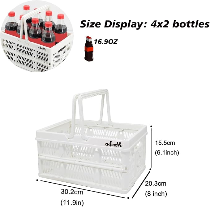 ZHJINGYU crates for storage, plastic baskets for organizing, collapsible - Image 2
