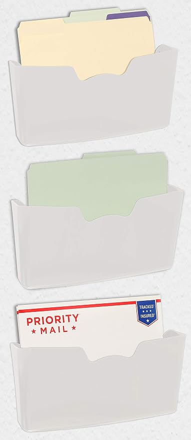 Simple Houseware White Wall Mount Single Pocket Hanging File Holder - Image 4