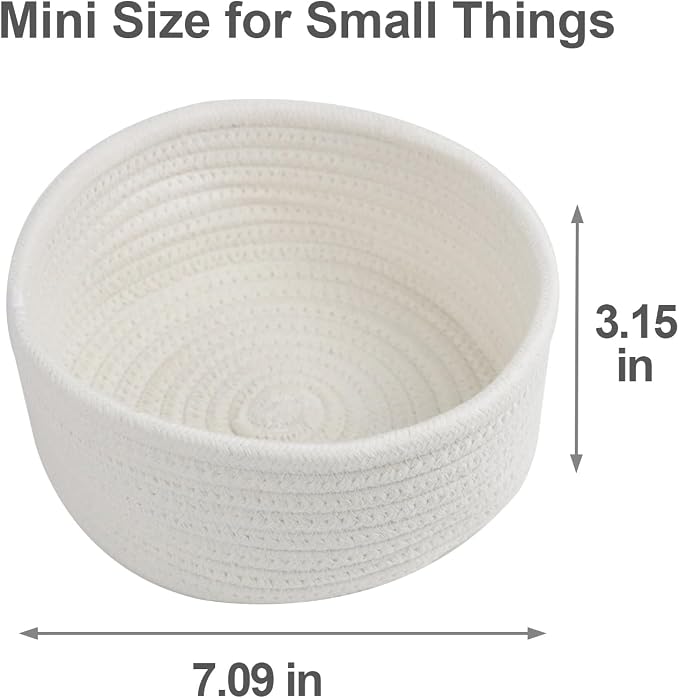 Set of 3 Small Woven Baskets, Cotton Rope Baskets - Image 4