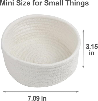 Set of 3 Small Woven Baskets, Cotton Rope Baskets - Image 4