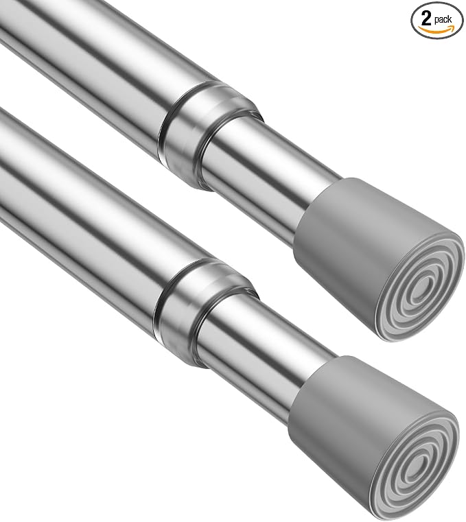 2 Pack Spring Tension Rod, Adjustable 26-39 Inch No Drill, Fits Windows Kitchen by ZipGloTensionRod