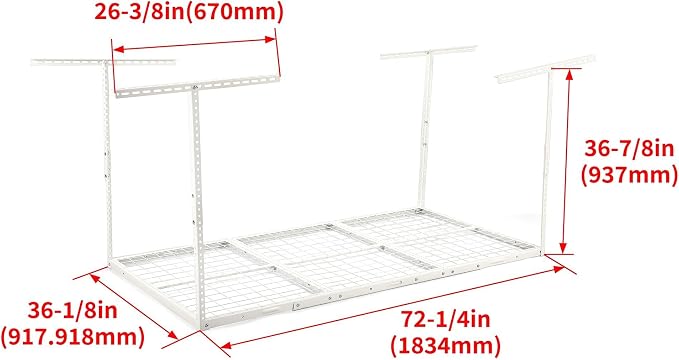 Kojem 3x6 Overhead Garage Storage Rack, 550LBS Weight Capacity - Image 2