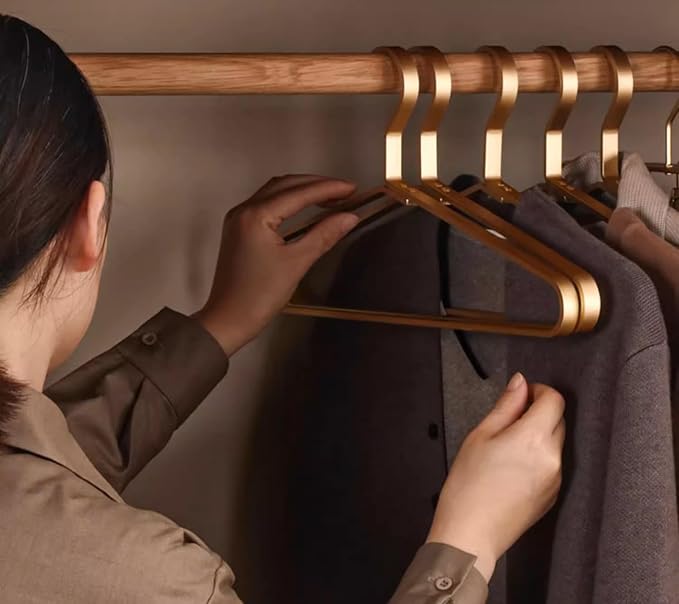 Premium Matte Gold Aluminum Coat Hangers 90 Piece Set, 16.5” Extra Smooth & - Image 9