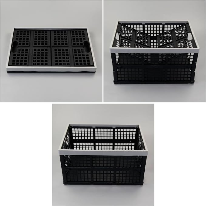 Anbers 42 L Plastic Collapsible Storage Crate, Folding Milk Crate Storage Bins - Image 4