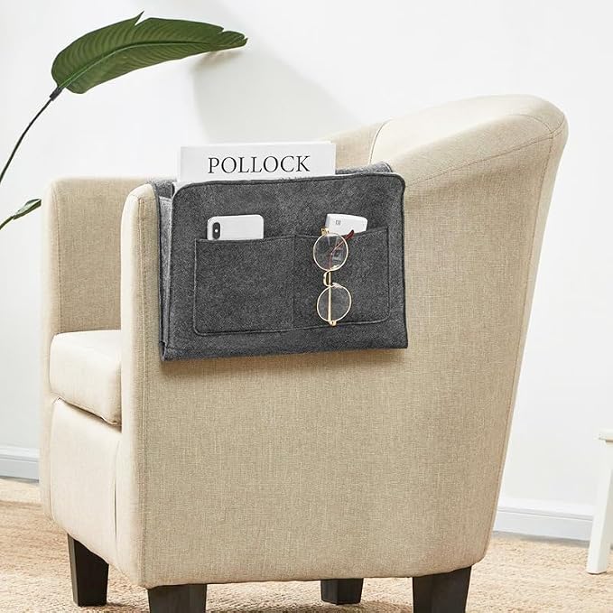 Bringsine 5 Pockets Bedside Caddy, Felt Bed Storage Organizer Hanging Bag Holder - Image 4