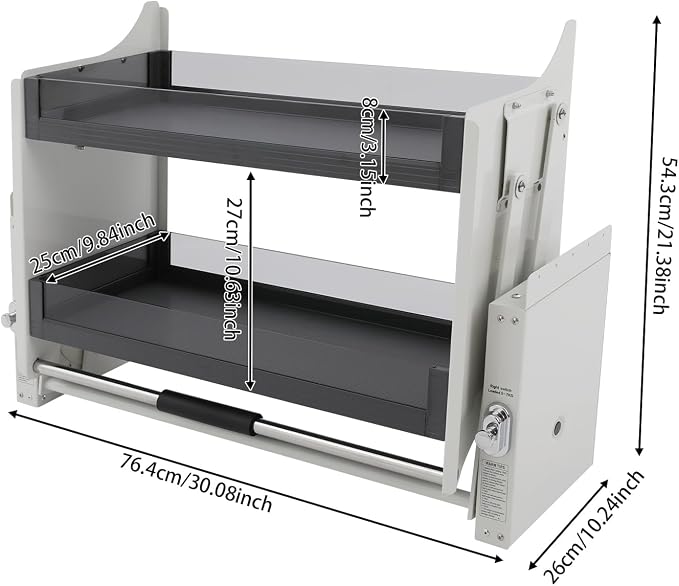 2 Tier Kitchen Cabinet Pull Down Shelf Storage, Pull-down Shelf - Image 5